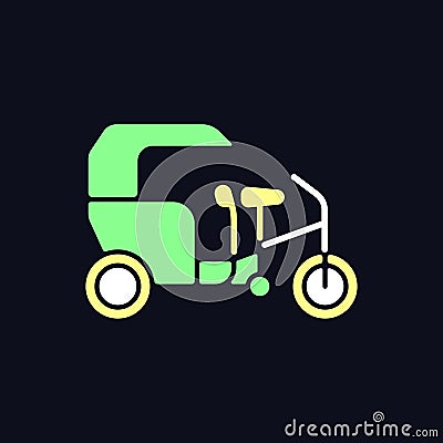 Tricycle taxi RGB color icon for dark theme Vector Illustration