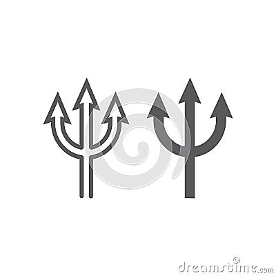 Trident line and glyph icon, spear and devil, pitchfork sign, vector graphics, a linear pattern on a white background. Vector Illustration