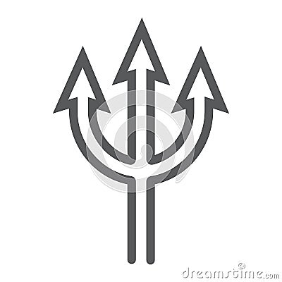 Trident line icon, spear and devil, pitchfork sign, vector graphics, a linear pattern on a white background. Vector Illustration