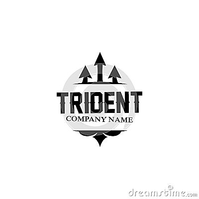 Trident Logo Template Vector Icon Design, god war weapon, spear power of the ocean Stock Photo