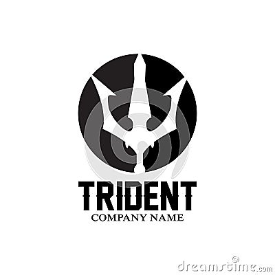 Trident Logo Template Vector Icon Design, god war weapon, spear power of the ocean Stock Photo