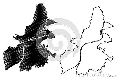 Trier City Federal Republic of Germany, Rhineland-Palatinate map vector illustration, scribble sketch City of Treves or Triers Vector Illustration