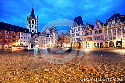 Trier, Germany, colorful gothic houses in the Old Town Main Market square Stock Photo