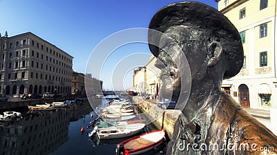 Trieste. Closeup of the statue of James Joyce, the writer. Editorial Stock Photo