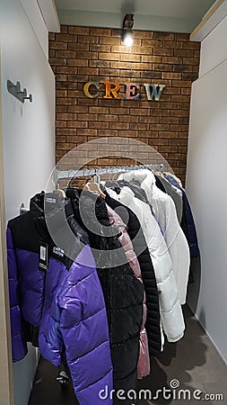 Trieste, Italy - October 1, 2023: J. Crew Fashion luxury designer store boutique . An American multi-brand Editorial Stock Photo