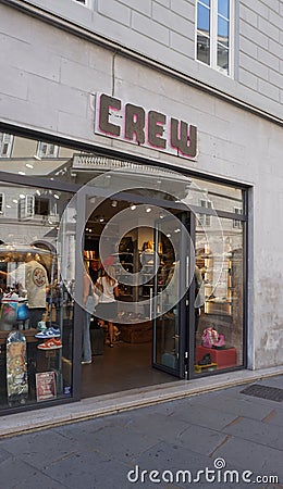 Trieste, Italy - October 1, 2023: J. Crew Fashion luxury designer store boutique . An American multi-brand Editorial Stock Photo