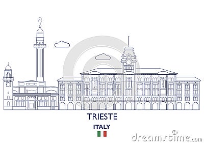 Trieste City Skyline, Italy Vector Illustration