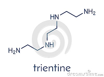 Triethylenetetramine TETA, trientine Wilson`s disease drug molecule. Skeletal formula. Vector Illustration