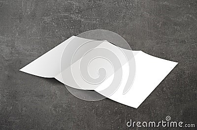 Trifold brochure blank mockup on concrete texture background Stock Photo