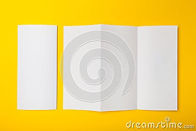 Trifold paper leaflet mockup. DL flyer, booklet Stock Photo