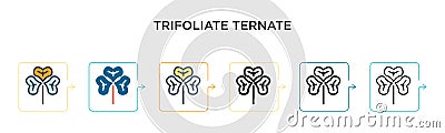 Trifoliate ternate vector icon in 6 different modern styles. Black, two colored trifoliate ternate icons designed in filled, Vector Illustration