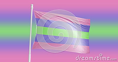 Trigender Pride Flag. Coming out. LGBT symbol. Stop homophobia. Human rights and tolerance. Love concept. 3d rendering Stock Photo