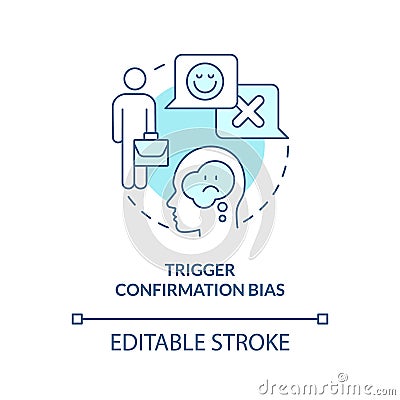 Trigger confirmation bias turquoise concept icon Vector Illustration