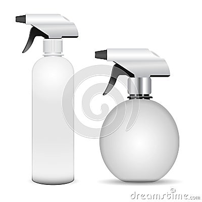 Trigger spray bottle mockup, cleaner container, 3d Vector Illustration