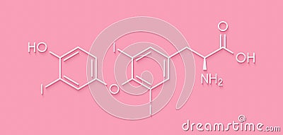 Triiodothyronine (T3, liothyronine) thyroid hormone molecule. Pituitary gland hormone. Also used as drug to treat hypothyroidism. Stock Photo