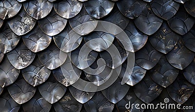 triking design featuring fish scales in various sizes and shapes creating mesmerizing texture that resembles futuristic Stock Photo