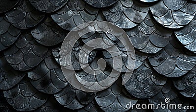 triking design featuring fish scales in various sizes and shapes creating mesmerizing texture that resembles futuristic Stock Photo
