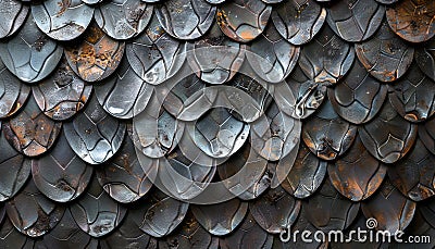 triking design featuring fish scales in various sizes and shapes creating mesmerizing texture that resembles futuristic Stock Photo