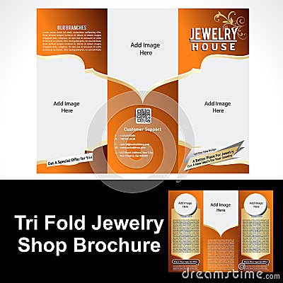 Tril Fold Jewelry Shop Brochure Cartoon Illustration