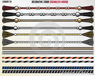 Braided Knitted Woven Pattern Cord, Rope, Cable Seamless Brush Vector Illustration