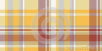 Trim seamless tartan texture, layer fabric vector background. Invite textile pattern plaid check in amber and sea shell colors Vector Illustration