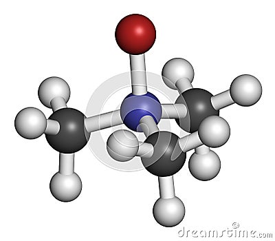 Trimethylamine N-oxide TMAO molecule. 3D rendering. Atoms are represented as spheres with conventional color coding: hydrogen Stock Photo
