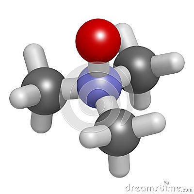 Trimethylamine N-oxide (TMAO) molecule. 3D rendering. Atoms are represented as spheres with conventional color coding: hydrogen ( Stock Photo