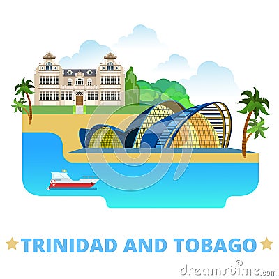 Trinidad and Tobago country design Flat cartoon st Vector Illustration