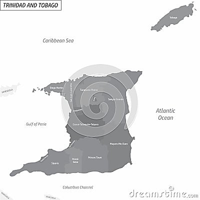 Trinidad and Tobago grayscale map Vector Illustration