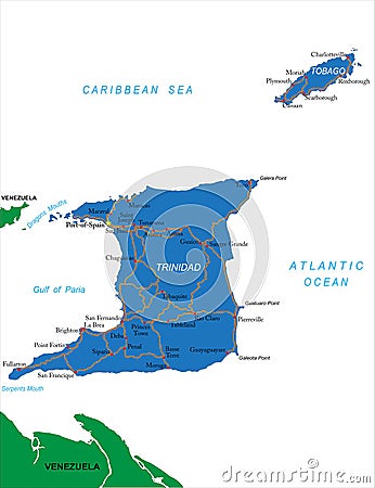 Trinidad & Tobago map Vector Illustration