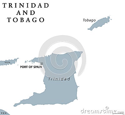 Trinidad and Tobago political map Vector Illustration