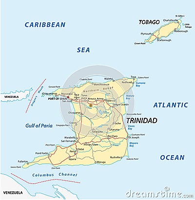 Trinidad and Tobago road map Stock Photo