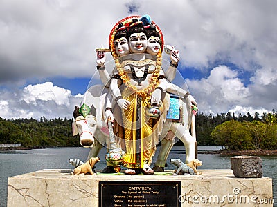 Trinity Brahma Vishnu Shiva, Hindu Gods Temple, Mauritius Stock Photo