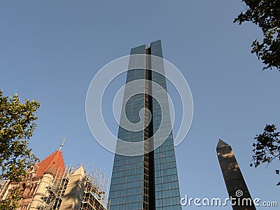 Trinity Church, John Hancock Tower, Copley Square Fountain, Copley Square, Boston, Massachusetts, USA Editorial Stock Photo