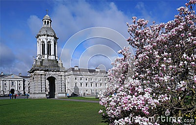 Trinity College, Dublin, view of the old central campanile Editorial Stock Photo