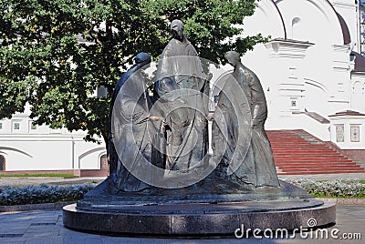 Trinity sculpture composition in Yaroslavl, Russia. Editorial Stock Photo