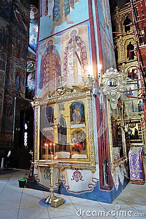 Trinity Sergius Lavra in Russia. Assumption church interior. Editorial Stock Photo