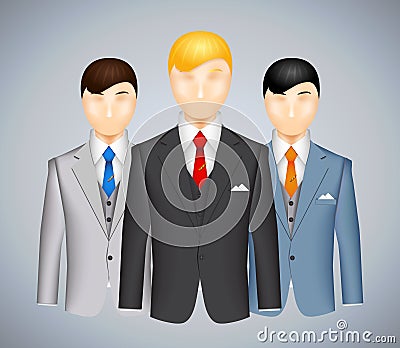 Trio of businessmen in suits Vector Illustration