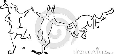 Trio of happy bunnies Vector Illustration