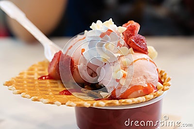 Trio of Ice Cream and Sweet Sundae Stock Photo