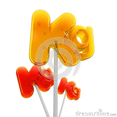 Trio of kilo symbol lollipops Stock Photo