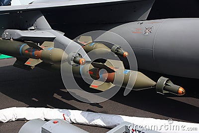 Trio of Paveway laser guided bombs Editorial Stock Photo