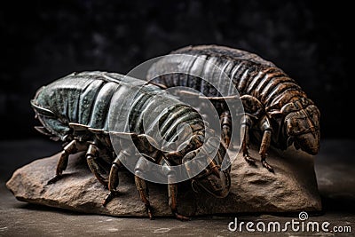 A trio of trilobite fossils that hint at how much life must have evolved since their time.. AI generation Stock Photo