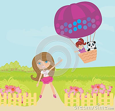 Trip in an air balloon Vector Illustration