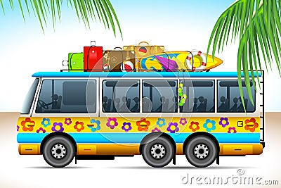 Trip on Bus Vector Illustration