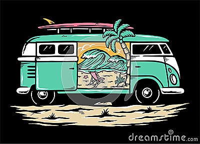 trip to the beach illustration Vector Illustration