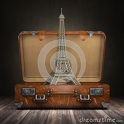 Trip to Paris. Travel or tourism to France concept. Eiffel tower Cartoon Illustration