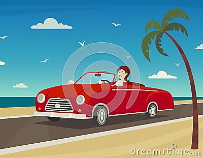 Trip To The Sea Background Vector Illustration