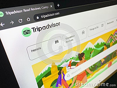Tripadvisor.com web page on computer screen Editorial Stock Photo