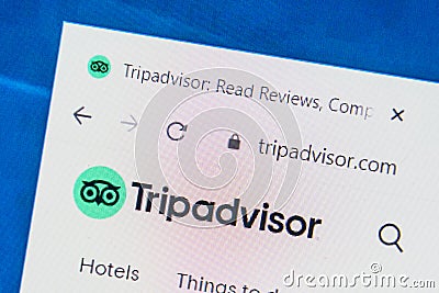 Tripadvisor.com Web Site. Selective focus. Editorial Stock Photo